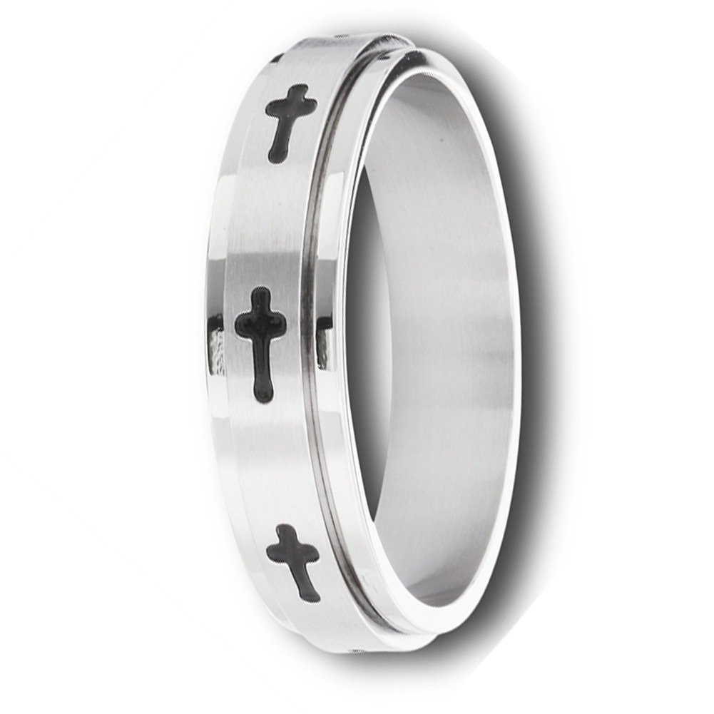 Stainless Steel Unisex Christian Cross Spinning Spinner Ring Stainless Steel Unisex Christian Cross Spinning Spinner Ring