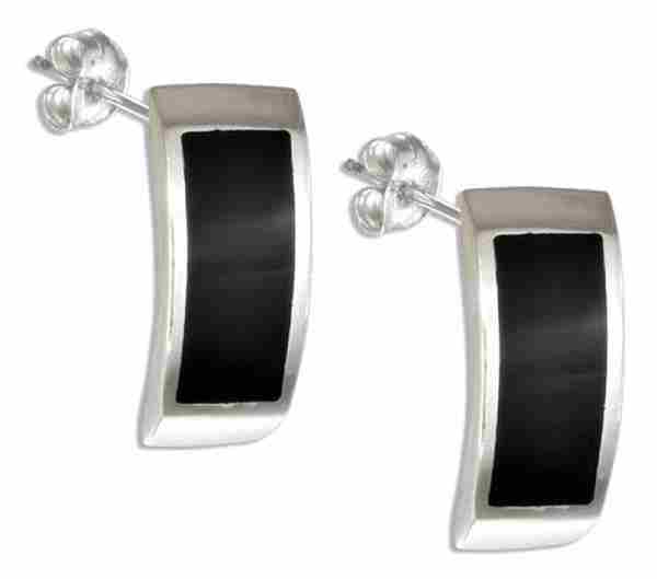 Black Onyx Inlay Cuff Earrings Black Onyx Inlay Cuff Earrings