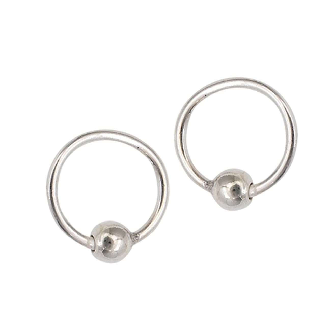 10mm Single Bead Ball Latch Hingeless Endless Captive Hoop Earrings 10mm Single Bead Ball Latch Hingeless Endless Captive Hoop Earrings