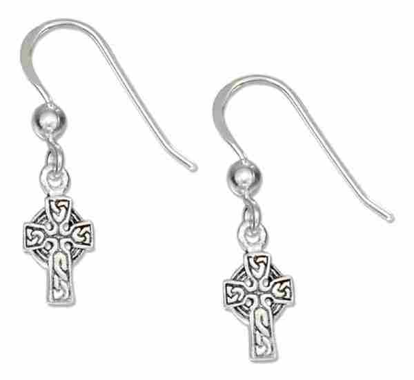 1/4" Antiqued Celtic Cross Bead Dangle Earrings 1/4" Antiqued Celtic Cross Bead Dangle Earrings