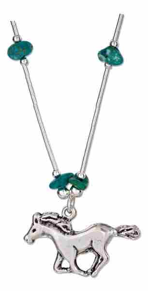 Turquoise Liquid Silver Horse Choker Necklace Turquoise Liquid Silver Horse Choker Necklace