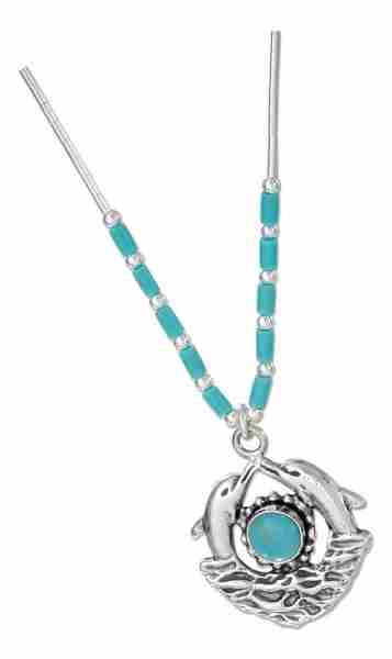 Dolphin Turquoise Choker Necklace - Click Image to Close