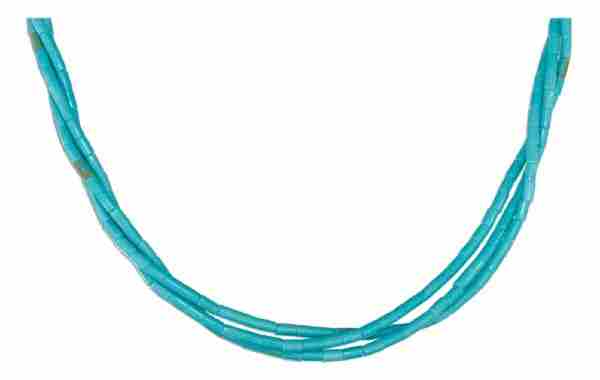 Three Strand Turquoise Heishi Beads Bead Choker Necklace Three Strand Turquoise Heishi Beads Bead Choker Necklace