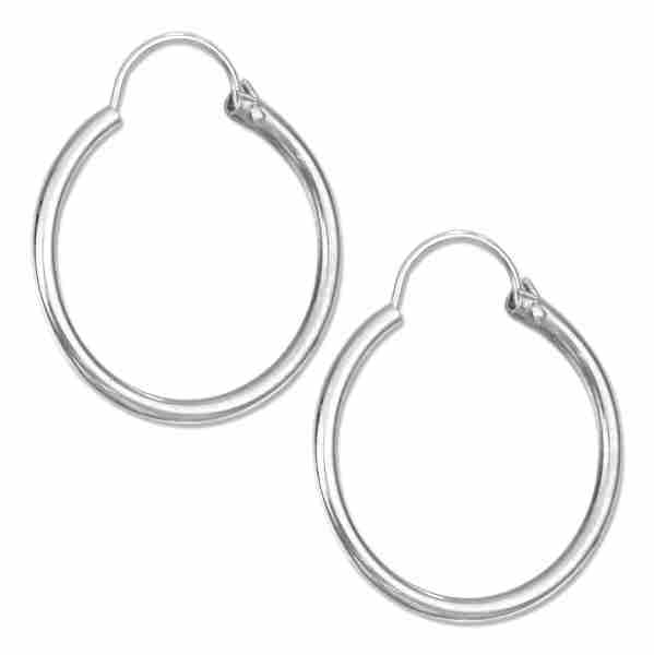17mm Diameter Tubular Hoop Domed Wire Earrings 17mm Diameter Tubular Hoop Domed Wire Earrings