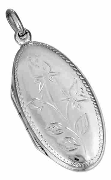 Rose Flower Oval Two Picture Locket Pendant Rose Flower Oval Two Picture Locket Pendant