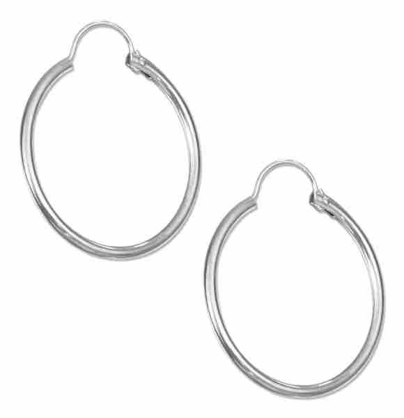 20mm Diameter Tubular Hoop Domed Wire Earrings 20mm Diameter Tubular Hoop Domed Wire Earrings