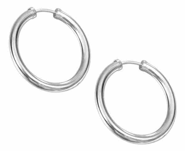 28mm Diameter Tubular Hingeless Endless Hoop Earrings 28mm Diameter Tubular Hingeless Endless Hoop Earrings