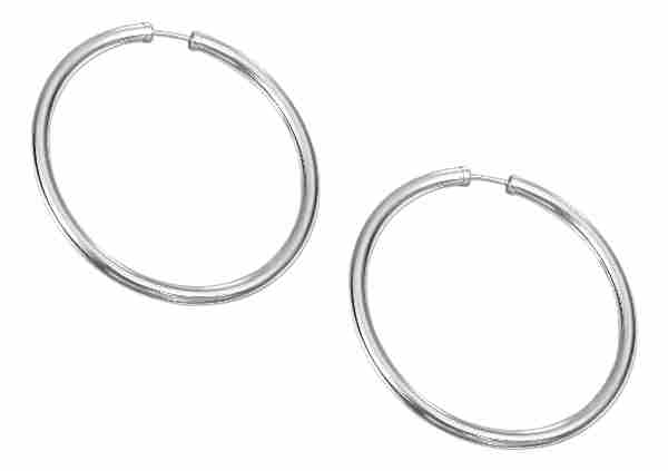 51mm Diameter Tubular Hingeless Endless Hoop Earrings 51mm Diameter Tubular Hingeless Endless Hoop Earrings