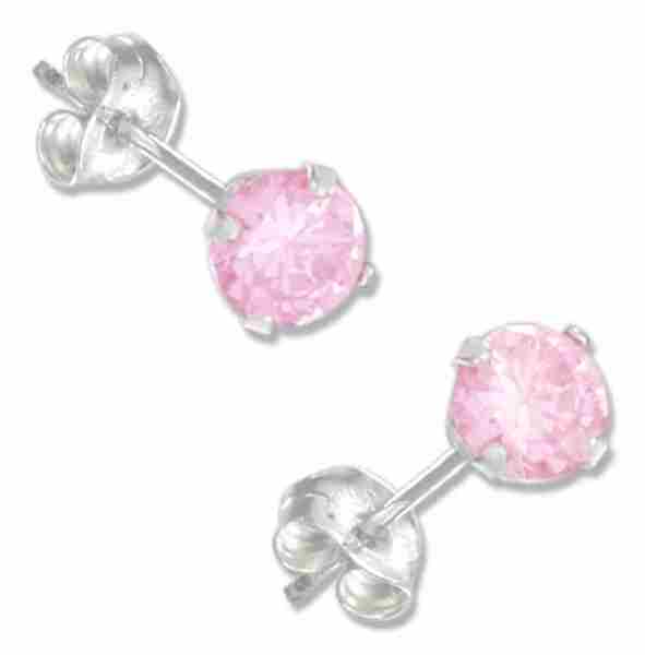 October Birthstone Cubic Zirconia Stud Earrings - Click Image to Close