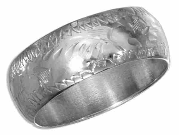 Unisex Scrolled Wedding Band Ring 6mm Unisex Scrolled Wedding Band Ring 6mm
