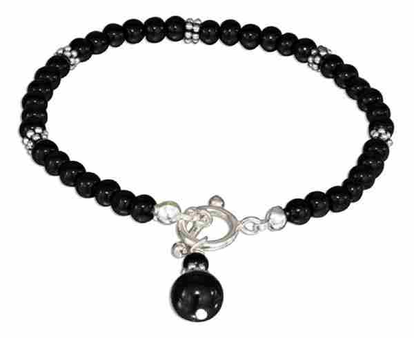 Black Onyx Beads Spacer Beads Drop Toggle Bracelet Black Onyx Beads Spacer Beads Drop Toggle Bracelet
