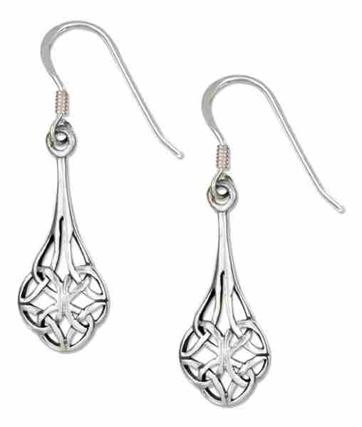 7/8" Teardrop Shape Scrolled Design Celtic Knot Dangle Earrings 7/8" Teardrop Shape Scrolled Design Celtic Knot Dangle Earrings
