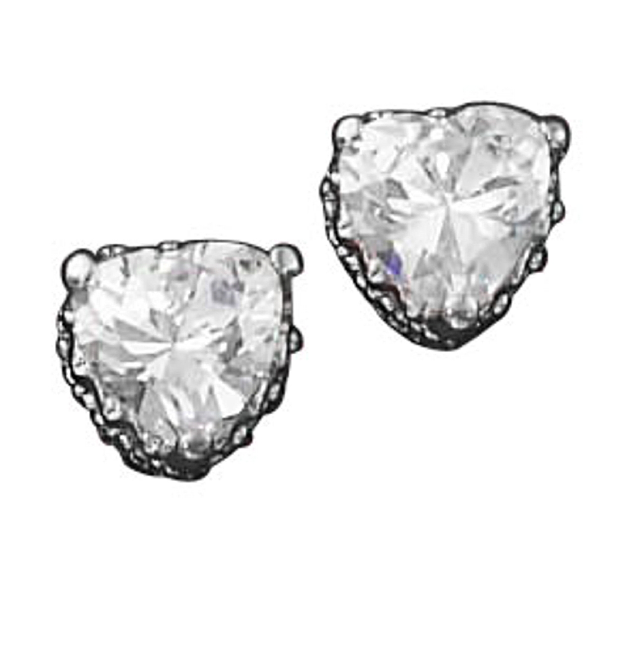Cubic Zirconia Heart Stud Earrings Basket Setting Cubic Zirconia Heart Stud Earrings Basket Setting
