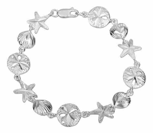 Scallop Shell Starfish Sand Dollar Link Bracelet Scallop Shell Starfish Sand Dollar Link Bracelet