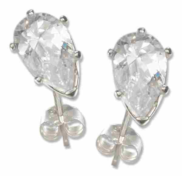 Sterling Silver 6mm Delicate Cubic Zirconia Bird Stud Earrings - K30A - Unbranded