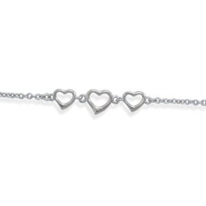 9" To 10" Adjustable Rhodium Plated Heart Ankle Bracelet Anklet 9" To 10" Adjustable Rhodium Plated Heart Ankle Bracelet Anklet