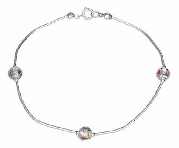 9" Glass Flower Ankle Bracelet - Click Image to Close