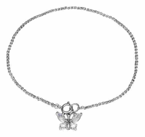 9" Cubic Zirconia Butterfly Ankle Bracelet 9" Cubic Zirconia Butterfly Ankle Bracelet