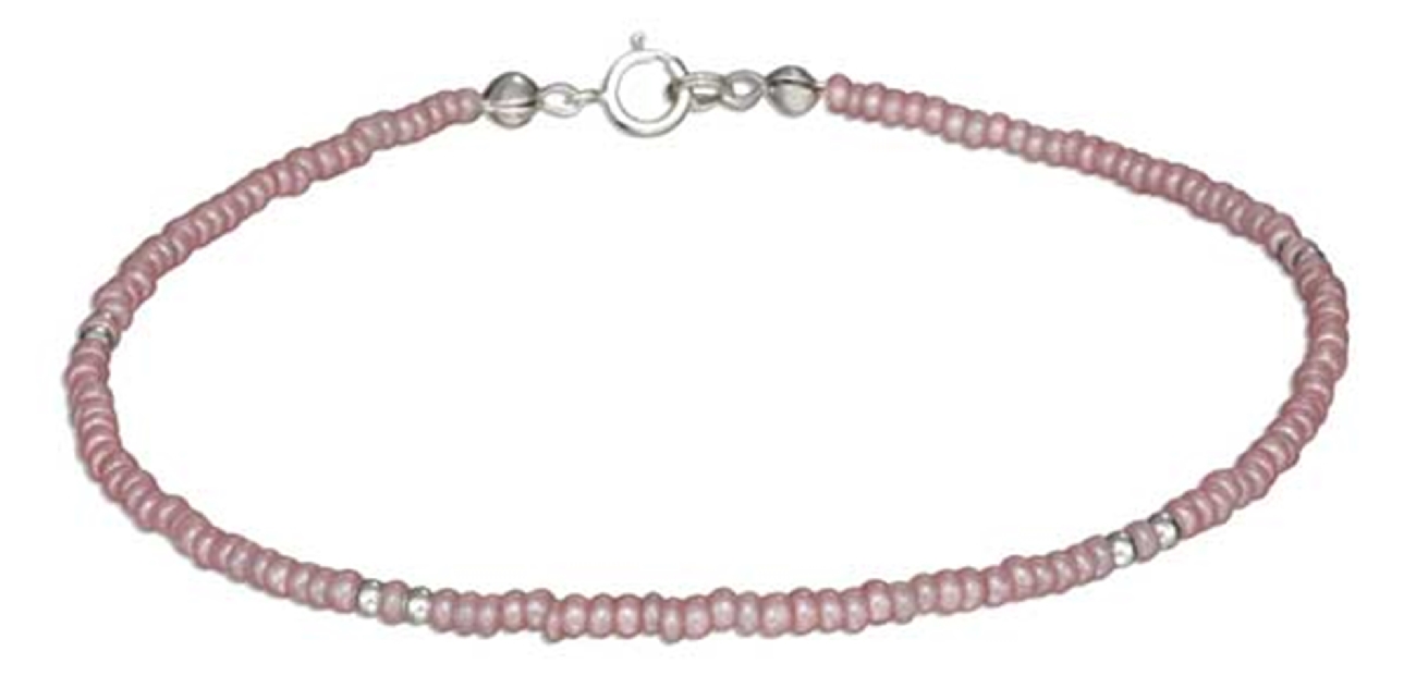 9" Beaded Ankle Bracelet Pink Pony Beads 9" Beaded Ankle Bracelet Pink Pony Beads