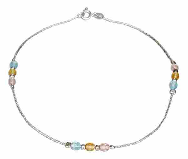 9" To 10" Adjustable Crystal Ankle Bracelet - Click Image to Close