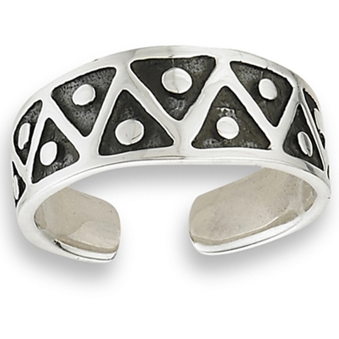 Adjustable Alternating Triangles Circles Toe Ring Adjustable Alternating Triangles Circles Toe Ring
