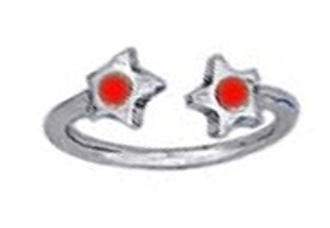 Red Crystal Star Ends Bypass Wrap Toe Ring Red Crystal Star Ends Bypass Wrap Toe Ring