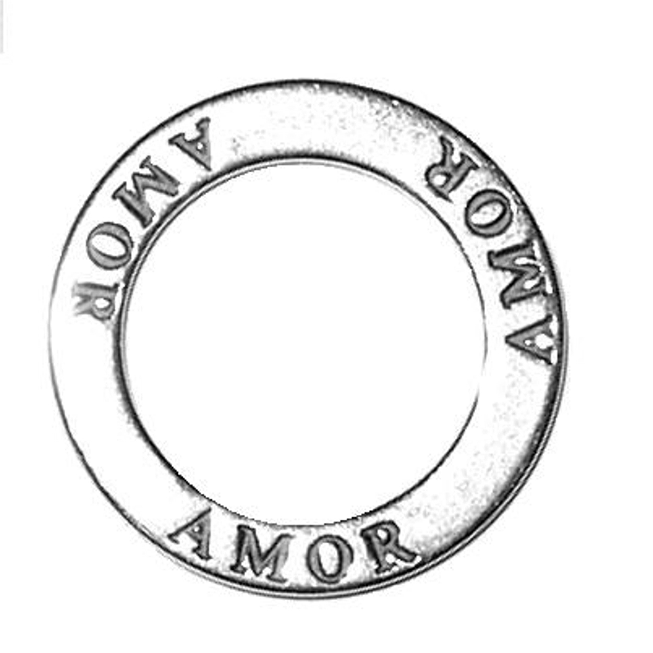 Two Sided AMOR (LOVE) Circle Shaped Affirmation Slide Pendant Two Sided AMOR (LOVE) Circle Shaped Affirmation Slide Pendant
