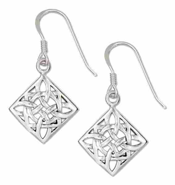 Antiqued 1/2" Square Celtic Scrolled Design Dangle Earrings Antiqued 1/2" Square Celtic Scrolled Design Dangle Earrings