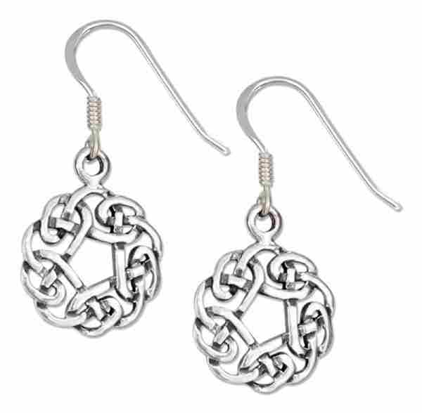 Antiqued 5/8" Round Celtic Knot Design Dangle Earrings Antiqued 5/8" Round Celtic Knot Design Dangle Earrings
