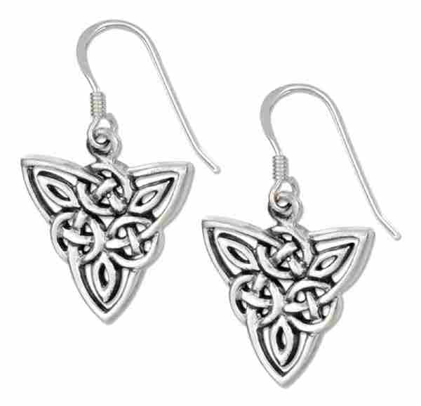 Antiqued 5/8" Celtic Trinity Knot Scrolled Designs Dangle Earrin Antiqued 5/8" Celtic Trinity Knot Scrolled Designs Dangle Earrin