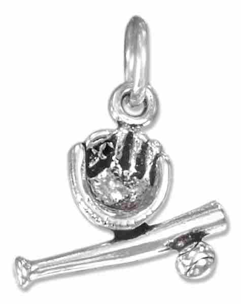 Baseball Glove Bat Ball Charm - Click Image to Close