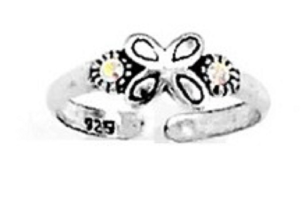 Butterfly With Aurora Borealis Crystals Adjustable Toe Ring Butterfly With Aurora Borealis Crystals Adjustable Toe Ring