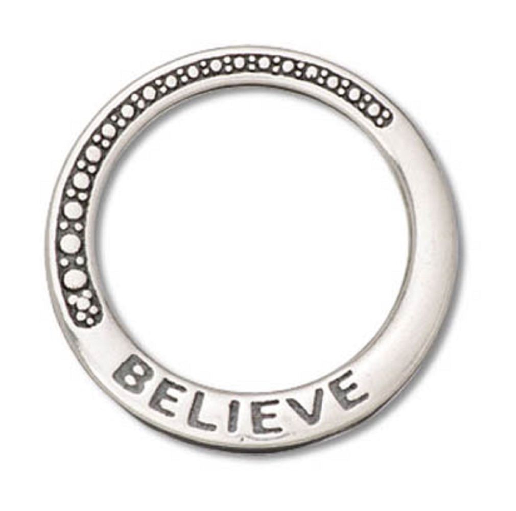 BELIEVE Circle Shaped Affirmation Slide Pendant BELIEVE Circle Shaped Affirmation Slide Pendant