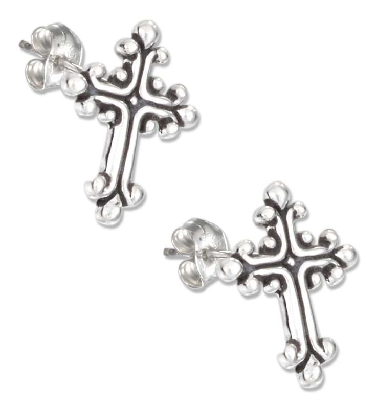 Bead Christian Religious Cross Post Earrings Bead Christian Religious Cross Post Earrings