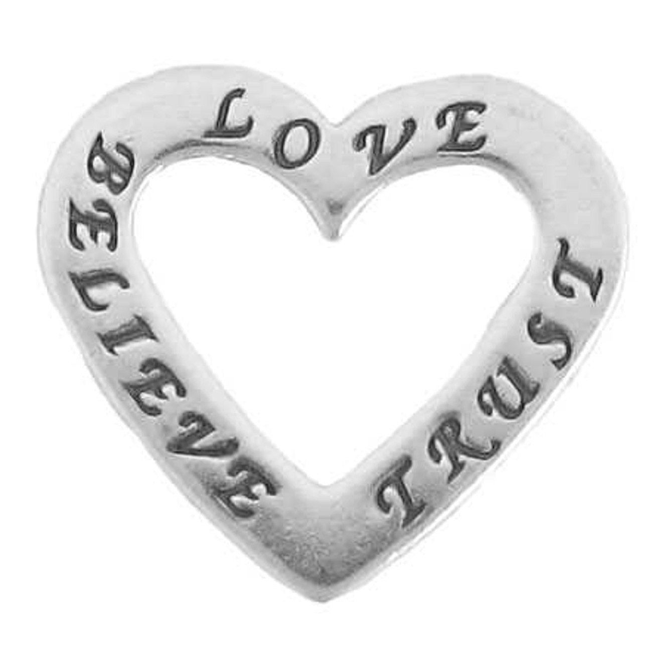 Two Sided BELIEVE LOVE TRUST Heart Shaped Affirmation Slide Pendant Two Sided BELIEVE LOVE TRUST Heart Shaped Affirmation Slide Pendant