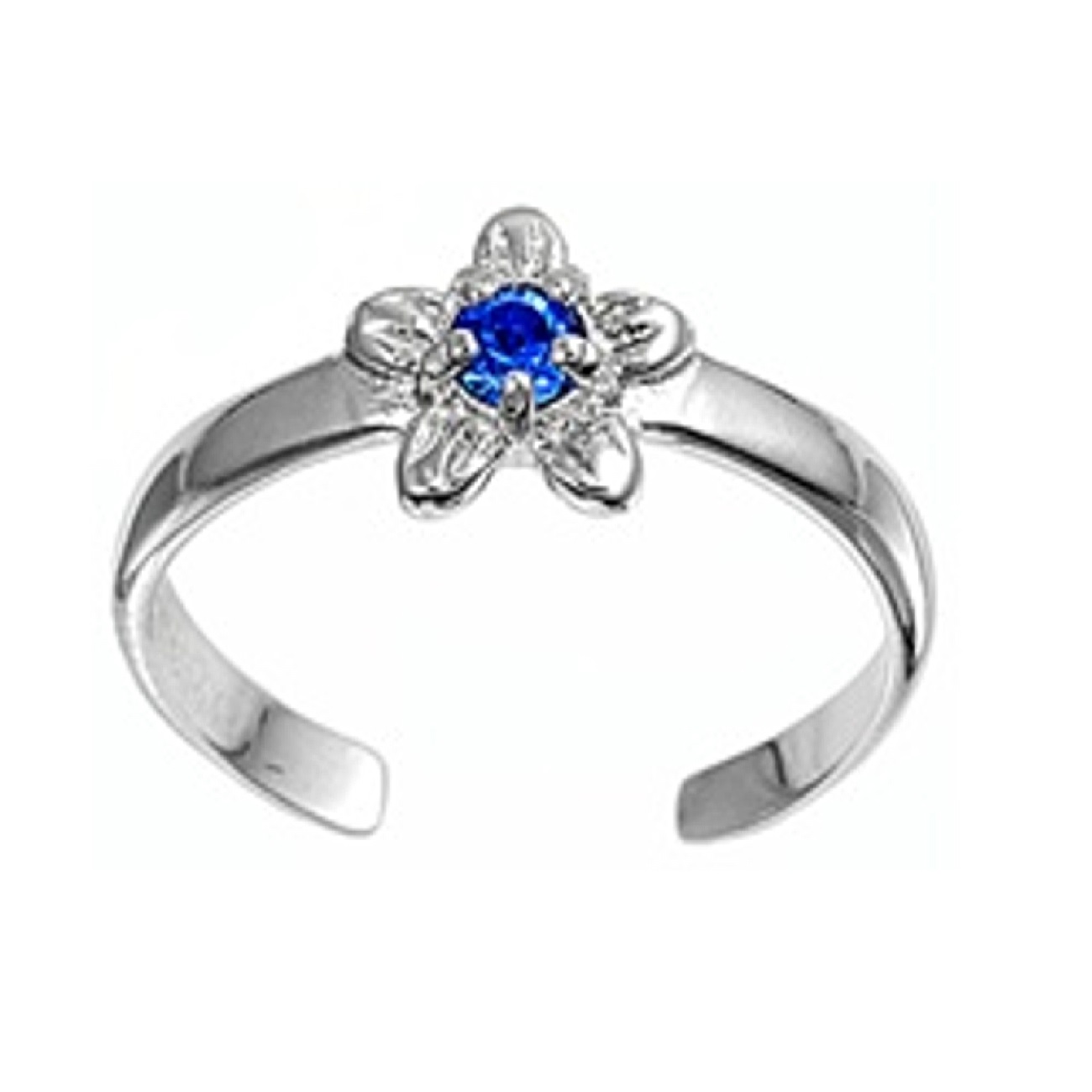 Blue Cubic Zirconia Daisy Flower Adjustable Toe Ring Blue Cubic Zirconia Daisy Flower Adjustable Toe Ring