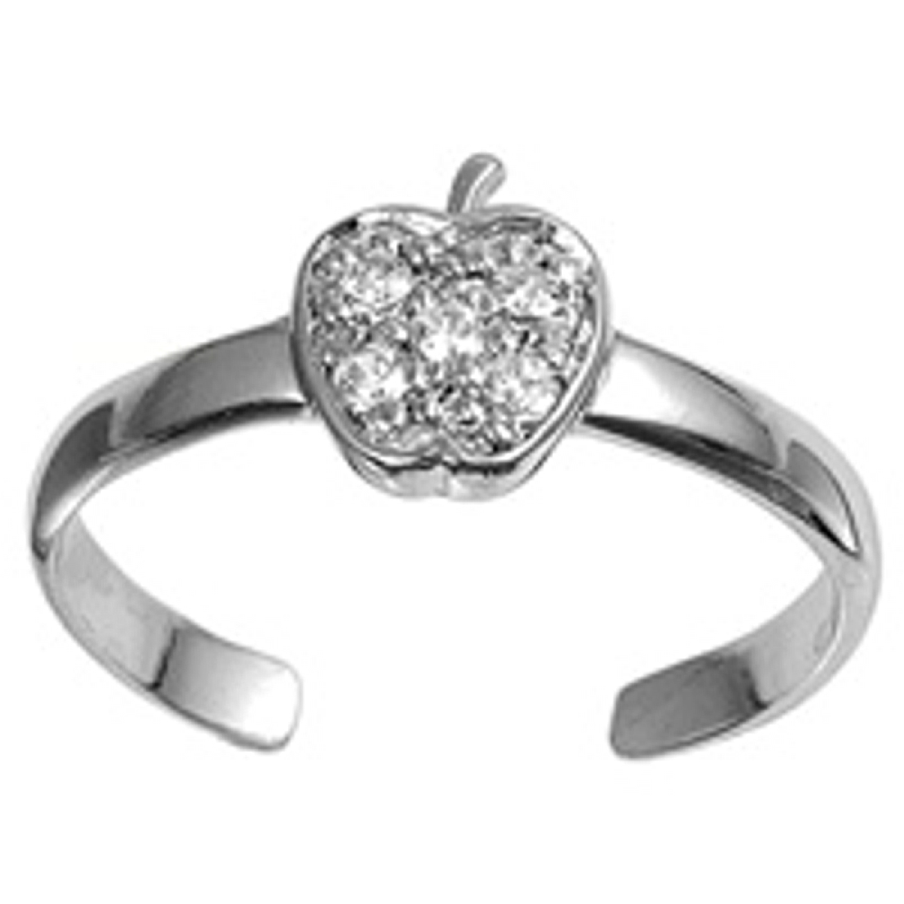 Clear Cubic Zirconia Apple Adjustable Toe Ring Clear Cubic Zirconia Apple Adjustable Toe Ring