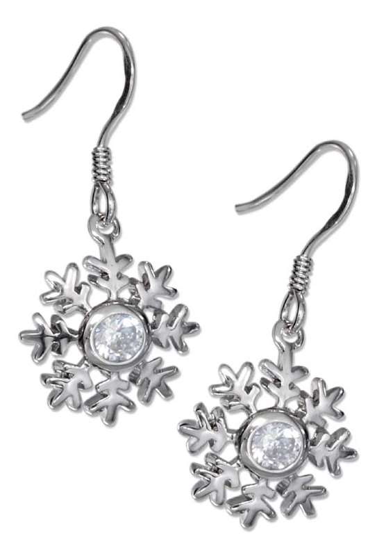 Cubic Zirconia Snowflake Dangle Earrings Cubic Zirconia Snowflake Dangle Earrings