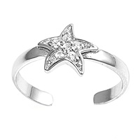Clear Cubic Zirconia Starfish Or Celestial Star Adjustable Toe Ring Clear Cubic Zirconia Starfish Or Celestial Star Adjustable Toe Ring