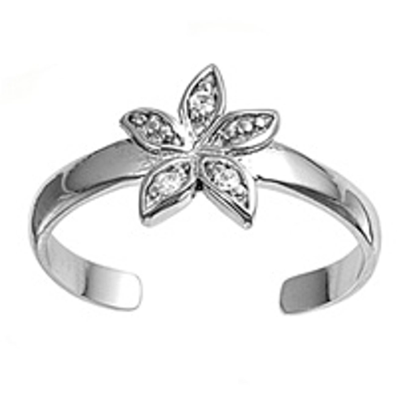 Clear Cubic Zirconia Starfish Or Flower Adjustable Toe Ring Clear Cubic Zirconia Starfish Or Flower Adjustable Toe Ring