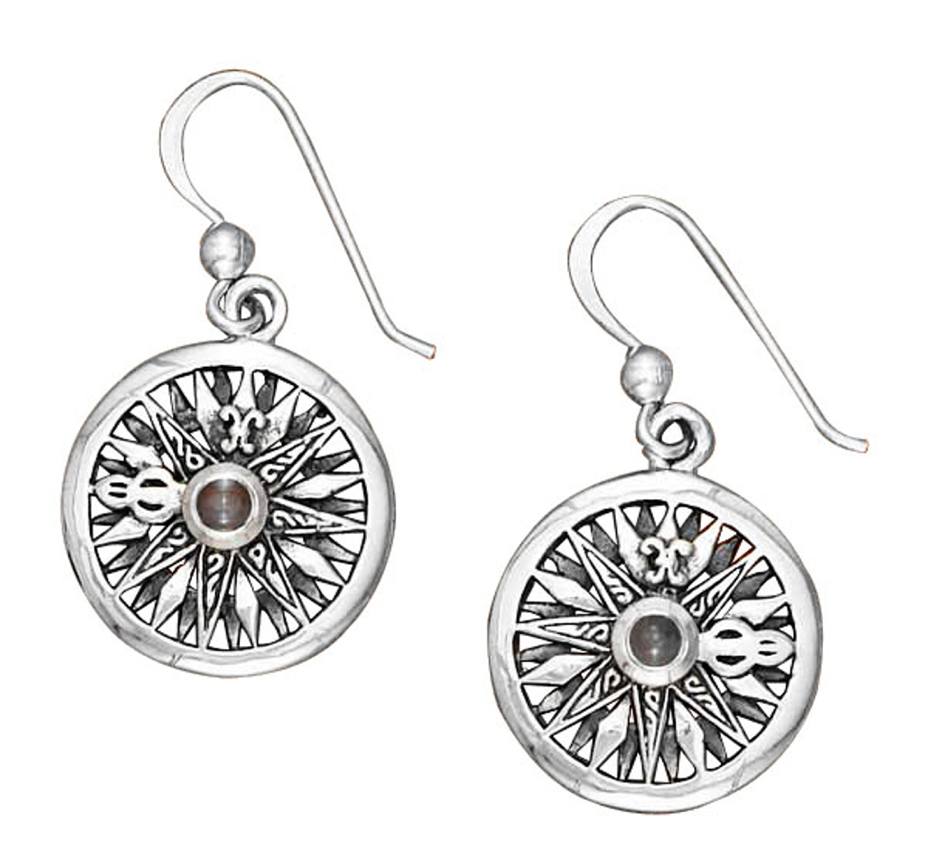 Compass Rose Blue Topaz Gemstone Earrings Compass Rose Blue Topaz Gemstone Earrings