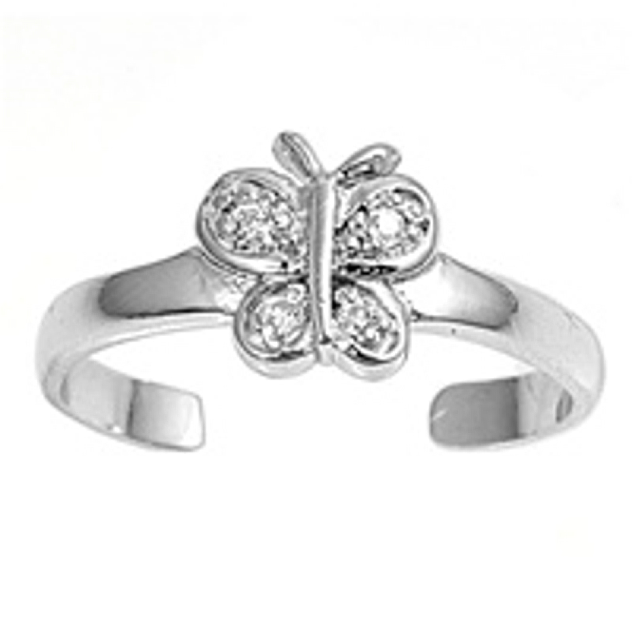 Clear Cubic Zirconia Butterfly Adjustable Toe Ring Clear Cubic Zirconia Butterfly Adjustable Toe Ring