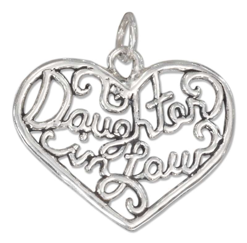 "DAUGHTER In LAW" Open Filigree Heart Charm "DAUGHTER In LAW" Open Filigree Heart Charm