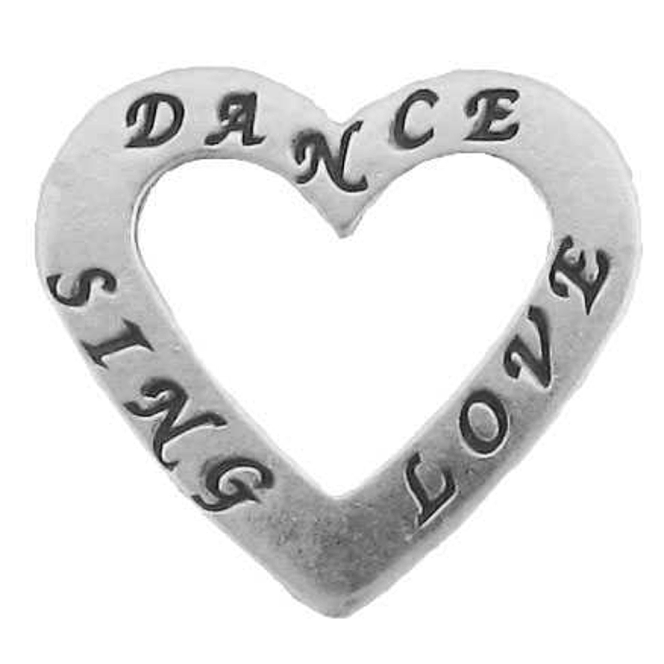 Two Sided "DANCE" "SING" "LOVE" Heart Shaped Affirmation Slide Pendant Two Sided "DANCE" "SING" "LOVE" Heart Shaped Affirmation Slide Pendant