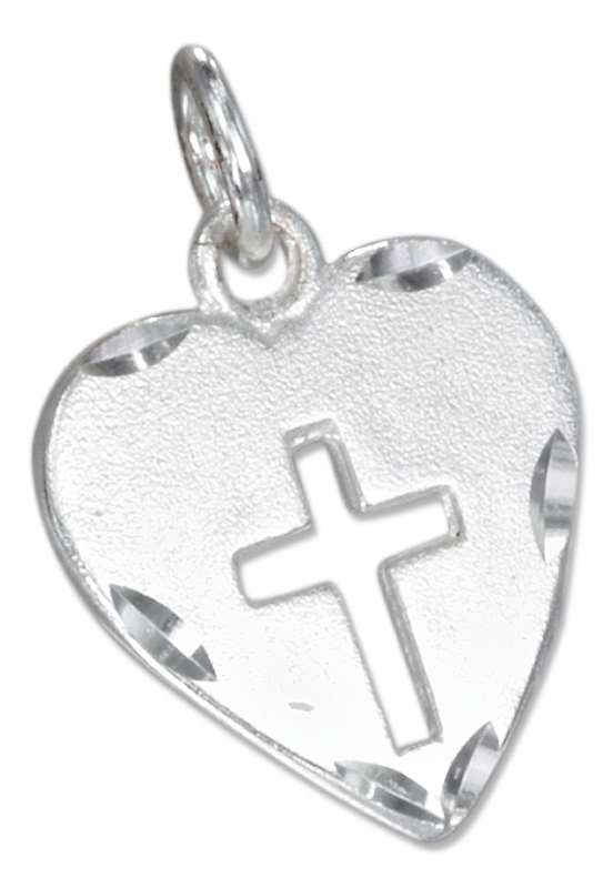Heart Cutout Christian Religious Cross Charm Heart Cutout Christian Religious Cross Charm