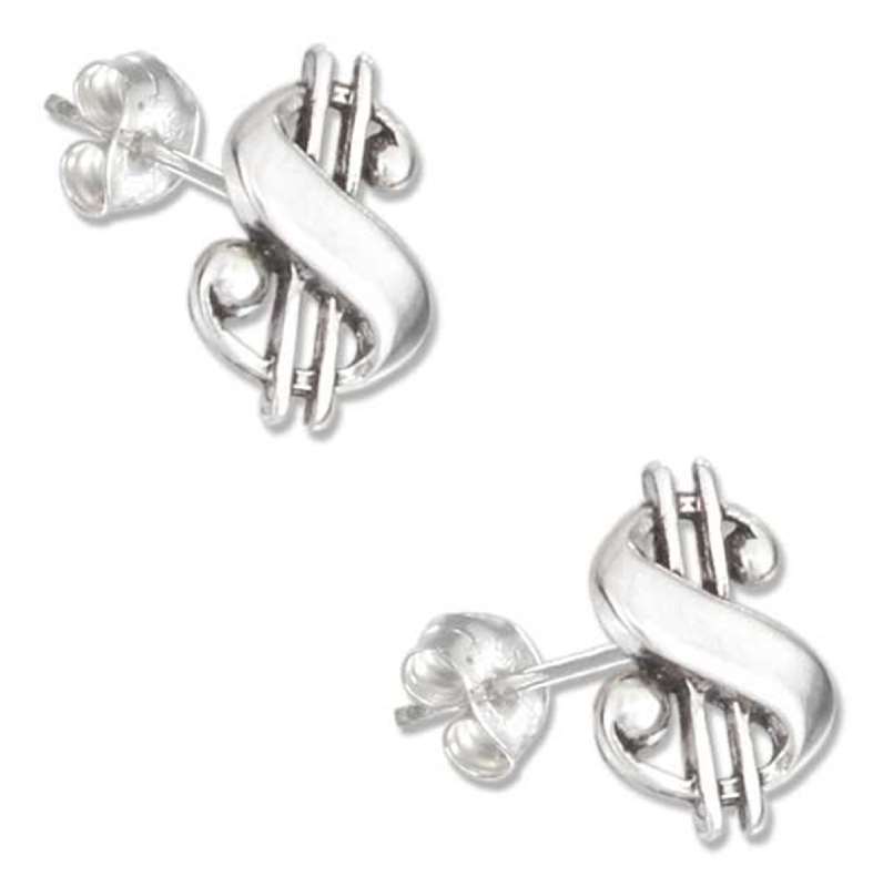 Dollar Sign Symbol Post Earrings Dollar Sign Symbol Post Earrings