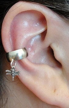 Left Or Right Dangling Nonpiercing Dragonfly Charmed Ear Cuff Left Or Right Dangling Nonpiercing Dragonfly Charmed Ear Cuff
