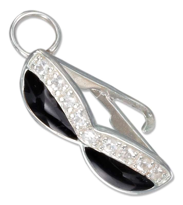 3D Enamel Cubic Zirconia Black Sunglasses Charm 3D Enamel Cubic Zirconia Black Sunglasses Charm