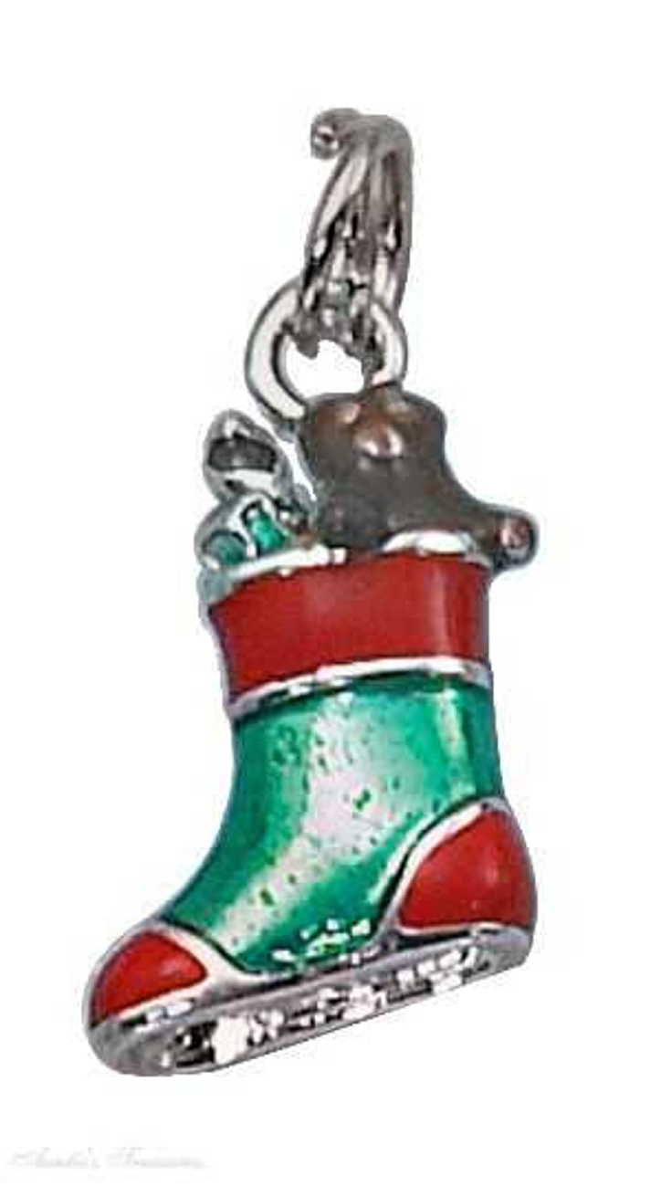 3D Enamel Red Green Christmas Stocking Charm 3D Enamel Red Green Christmas Stocking Charm