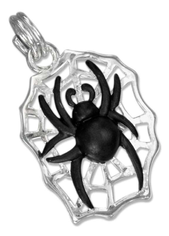 Enamel Black Spider On Web Charm Enamel Black Spider On Web Charm